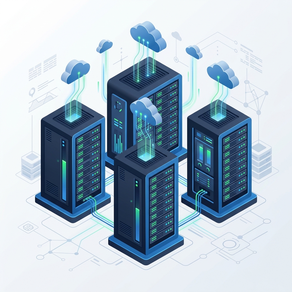 Cloud Server Management Isometric Illustration